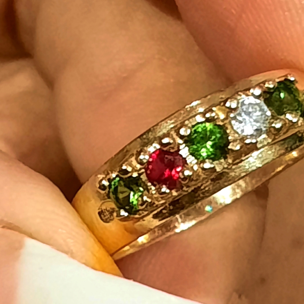 AUTHENTIC WIDE THICK SOLID 10K YELLOW GOLD BIRTHSTONE ANNIVERSARY WEDDING RING 9